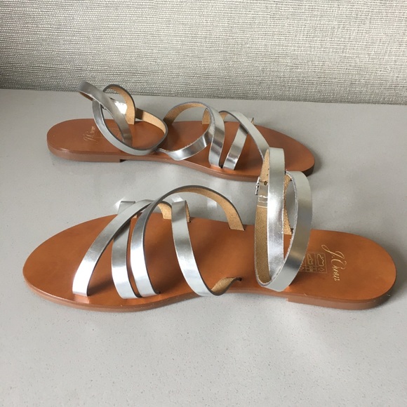 J. Crew Cross-strap flat sandals metallic leather - Picture 5 of 7